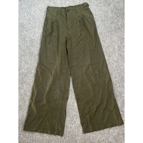 American Eagle Outfitters Pants - American Eagle Pleated Pants Womens 00 Reg Green Wide Leg Baggy Trousers Street